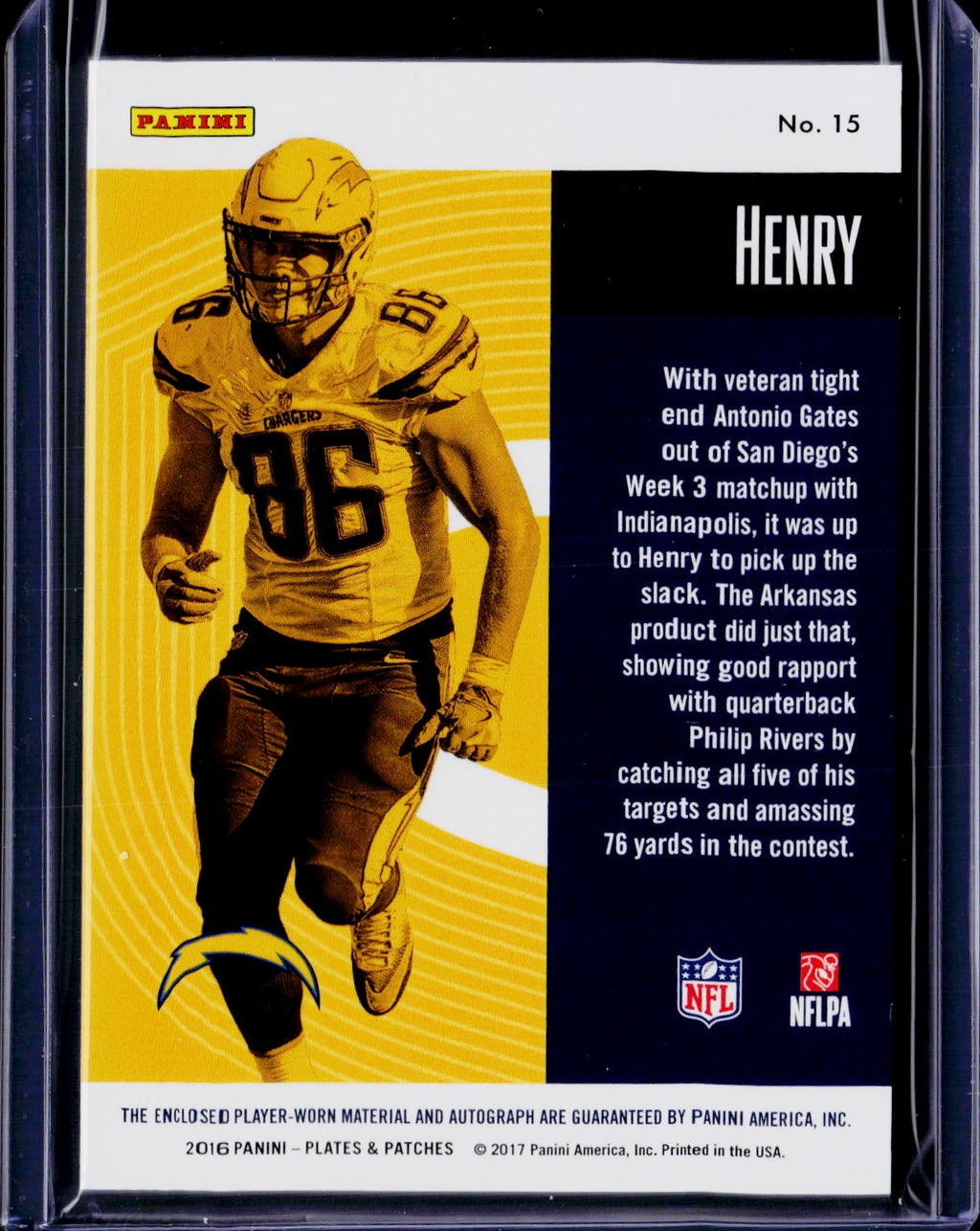 2016 Plates & Patches Hunter Henry Rookie Patch Auto /25