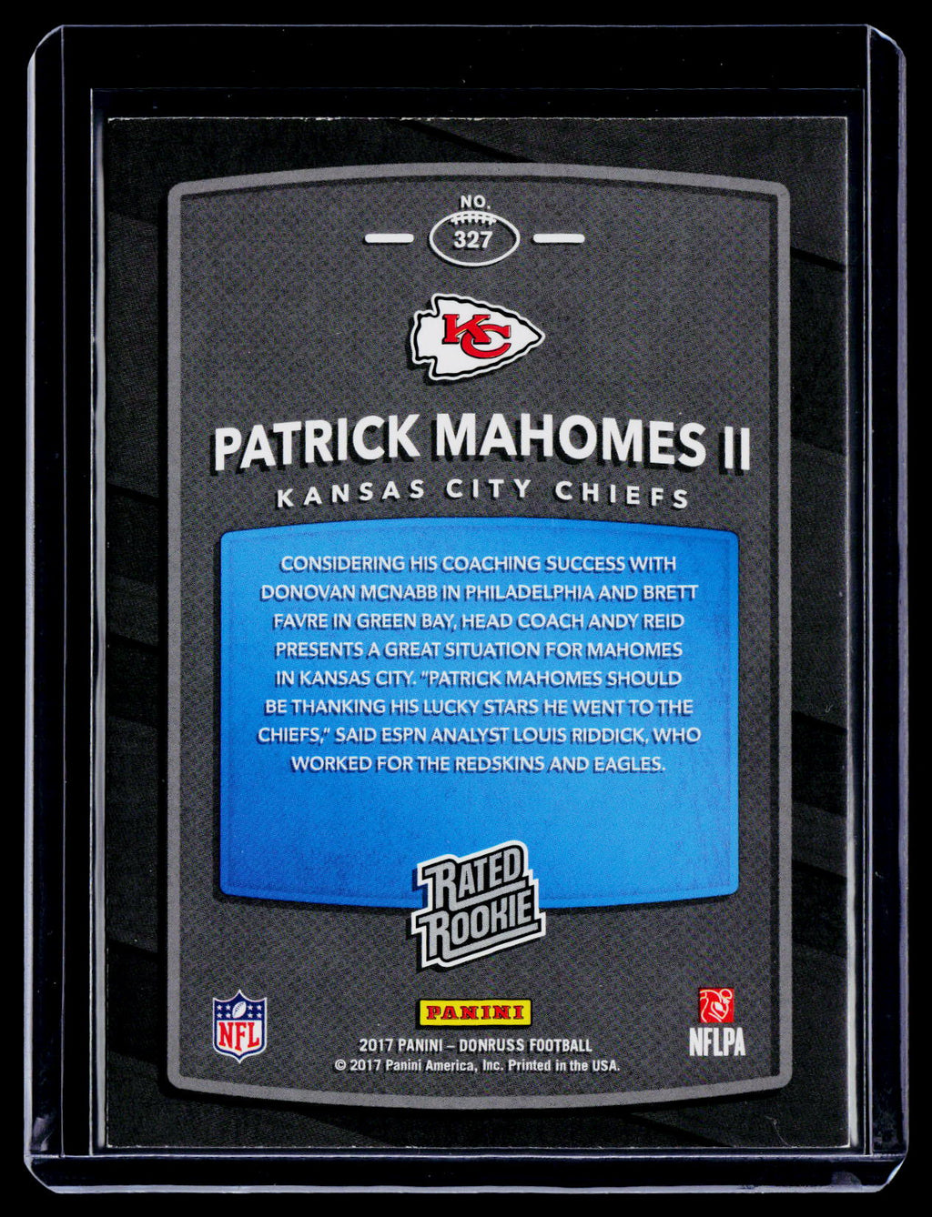 2017 Donruss Patrick Mahomes Rookie RC