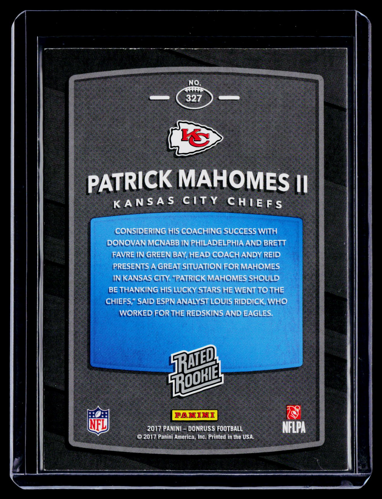 2017 Donruss Patrick Mahomes Rookie RC