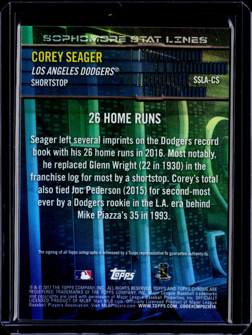 2017 Topps Chrome Corey Seager Sophomore Stat Lines Orange Auto 17/25