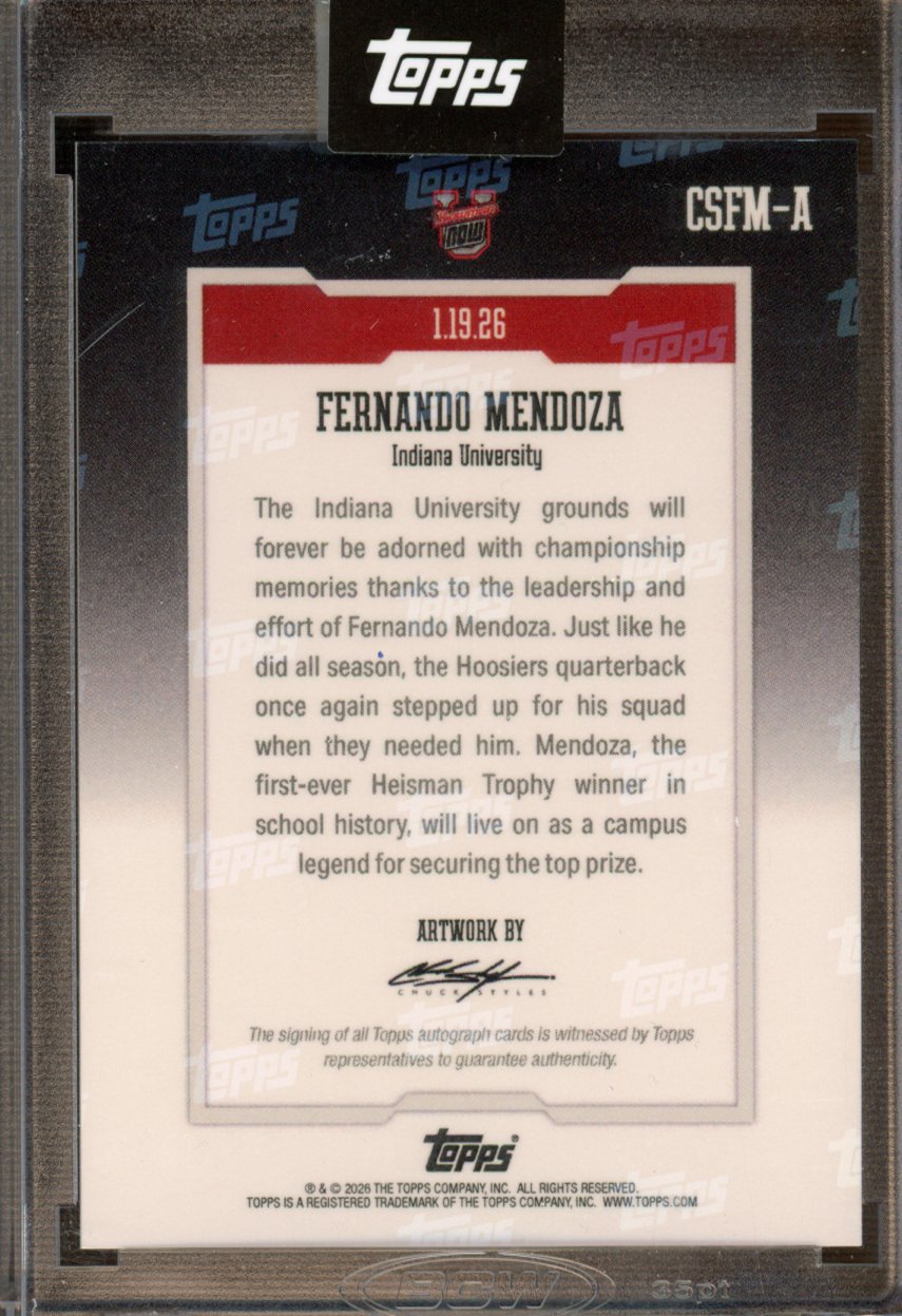 2026 Topps Now Fernando Mendoza Chuck Styles CSFM-A
