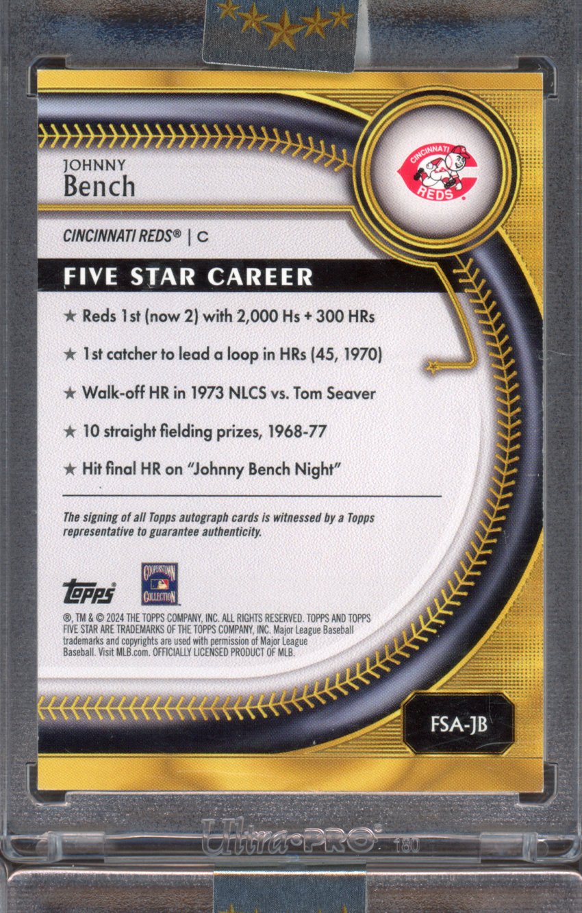 2024 Topps Five Star Johnny Bench Autograph Green /15