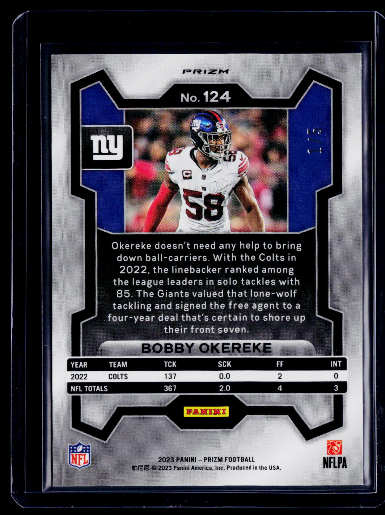 2023 Prizm Bobby Okereke Gold Vinyl 1/5