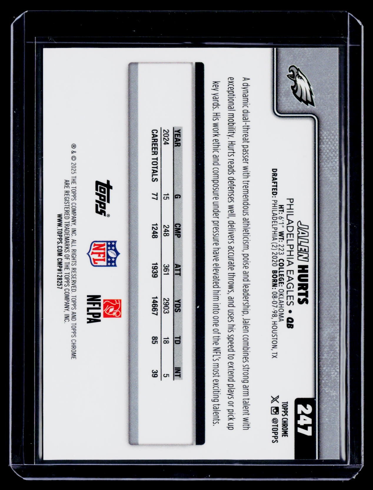 2025 Topps Chrome Jalen Hurts True Gold 6/50