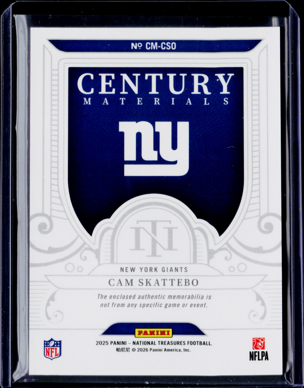2025 National Treasures Cam Skattebo Century Materials  11/99