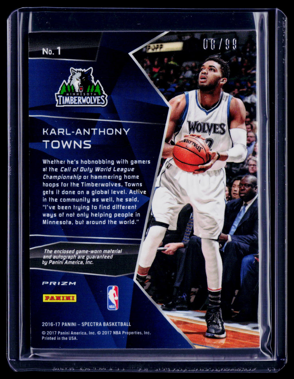 2016-17 Spectras Karl-Anthony Towns Blue Shock Patch Auto 8/99