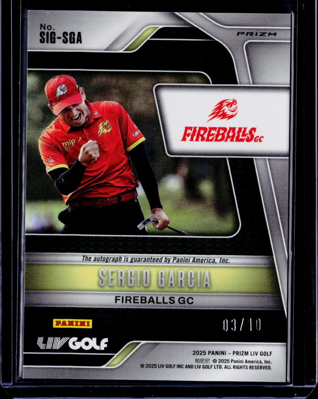 2025 Prizm LIV Sergio Garcia Gold Prizm Gold Auto 3/10
