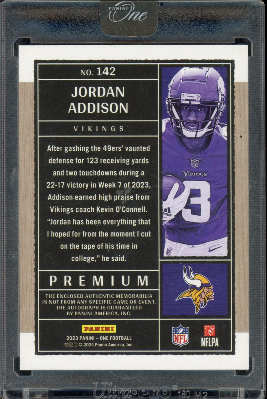 2023 Panini One Jordan Addison Premium Nike Patch RPA 2/5 RC