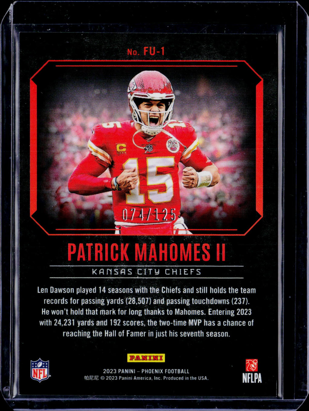 2023 Phoenix Patrick Mahomes II Fired Up /125