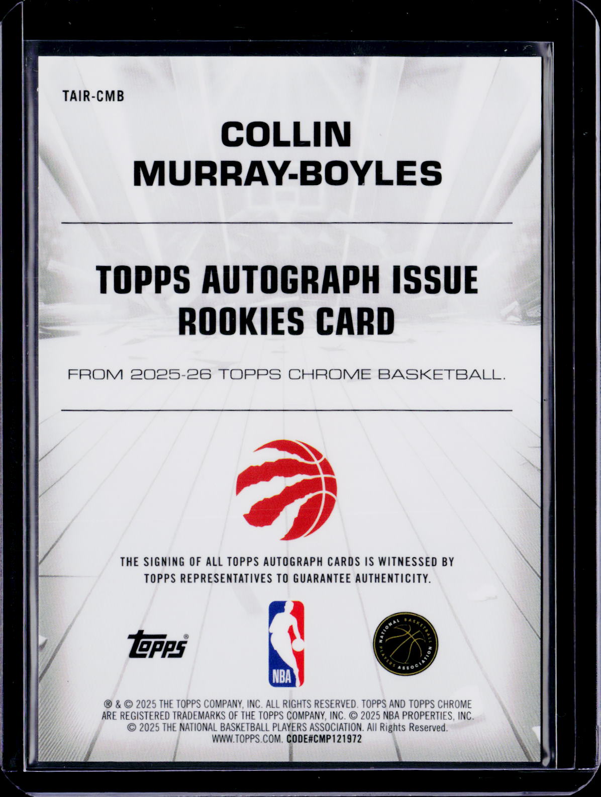 2025 Topps Chrome Collin Murray-Boyles Autograph Issue Purple 10/75 RC