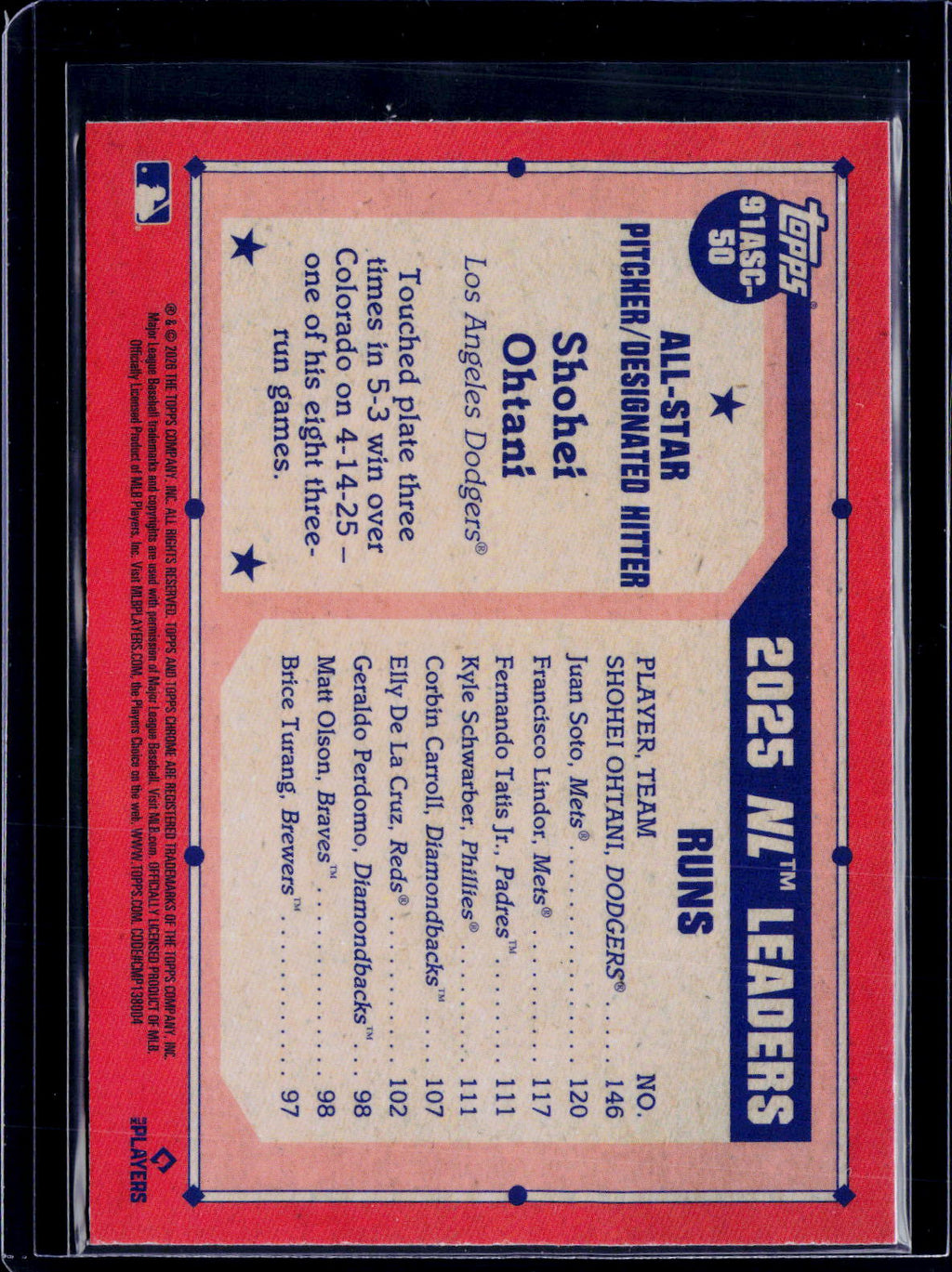2026 Topps Chrome Series 2 Shohei Ohtani All Star Chrome Aqua 073/199