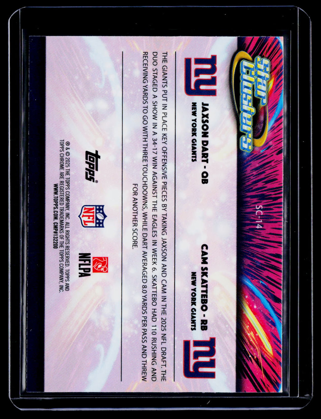 2025 Topps Chrome Cosmic Jaxson Dart / Cam Skattebo Star Clusters RC