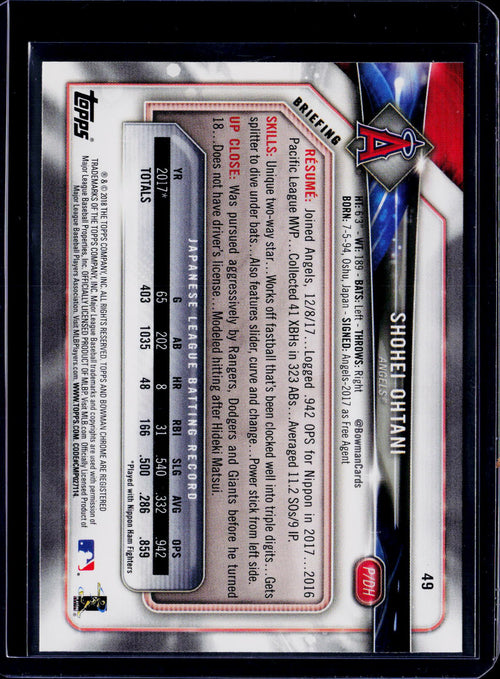 2018 Bowman Shohei Ohtani RC