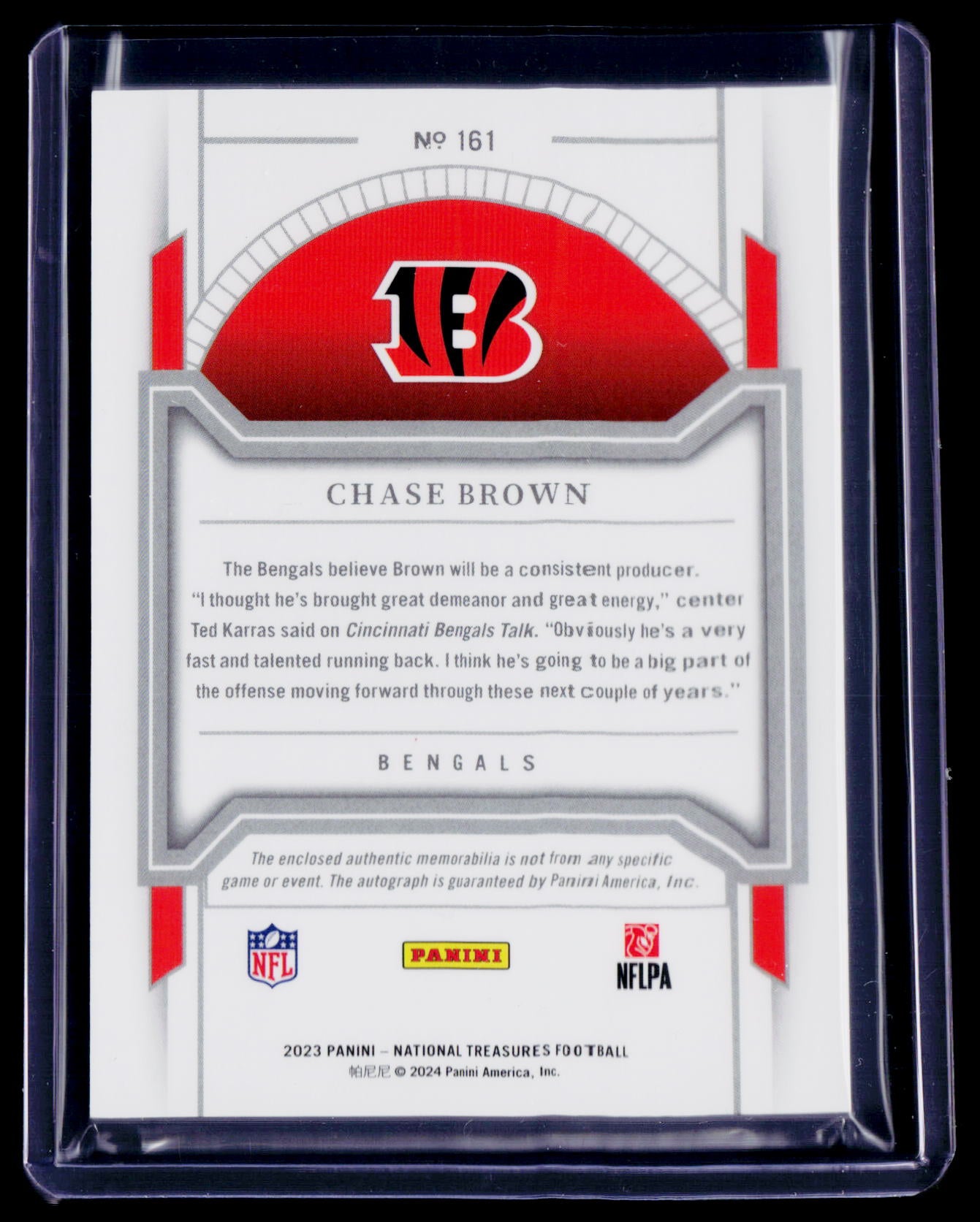 2023 National Treasures Chase Brown Rookie Patch Auto RPA 24/99 RC
