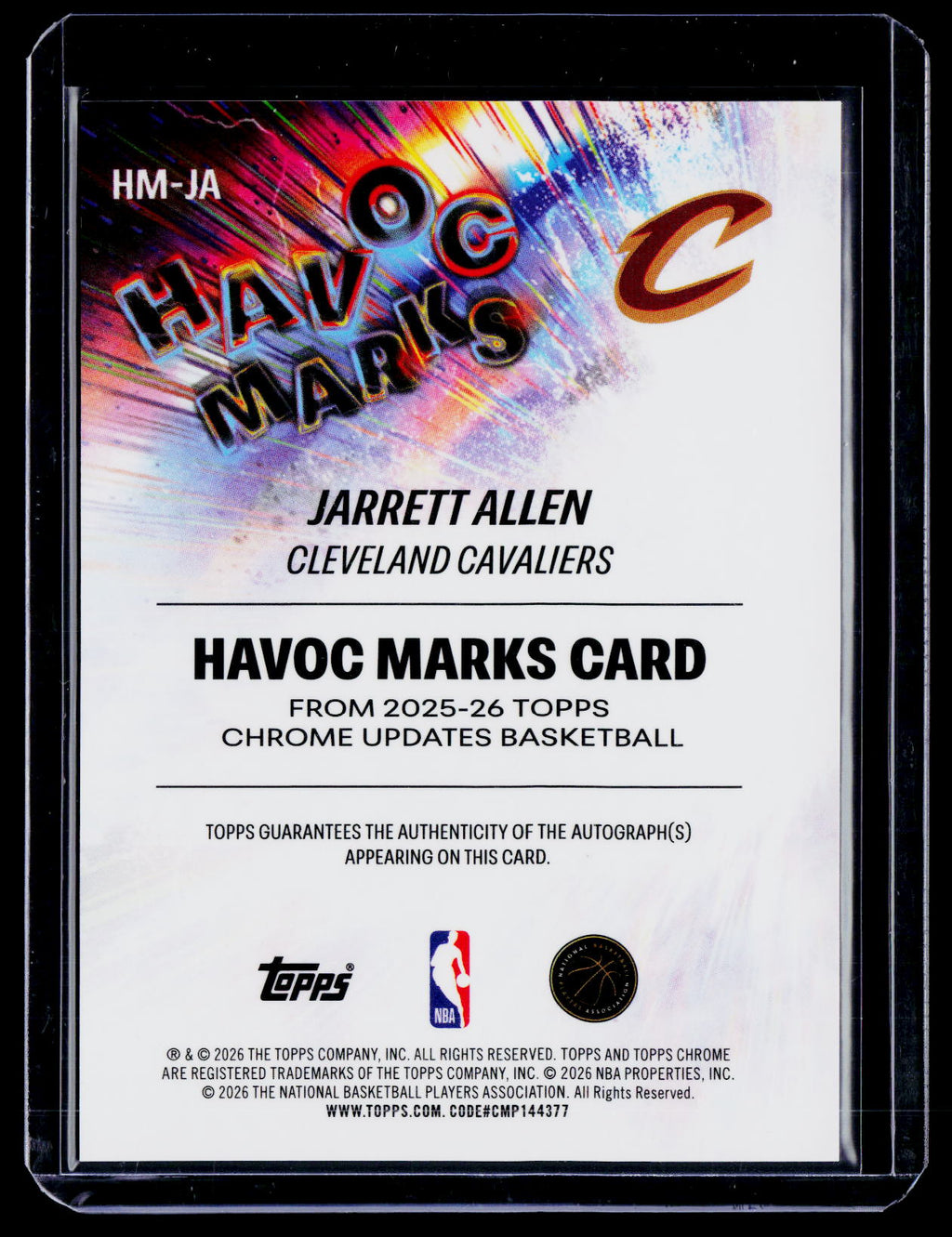 2025 Topps Chrome Update Jarrett Allen Purple Refractor Havoc Marks Auto 41/75