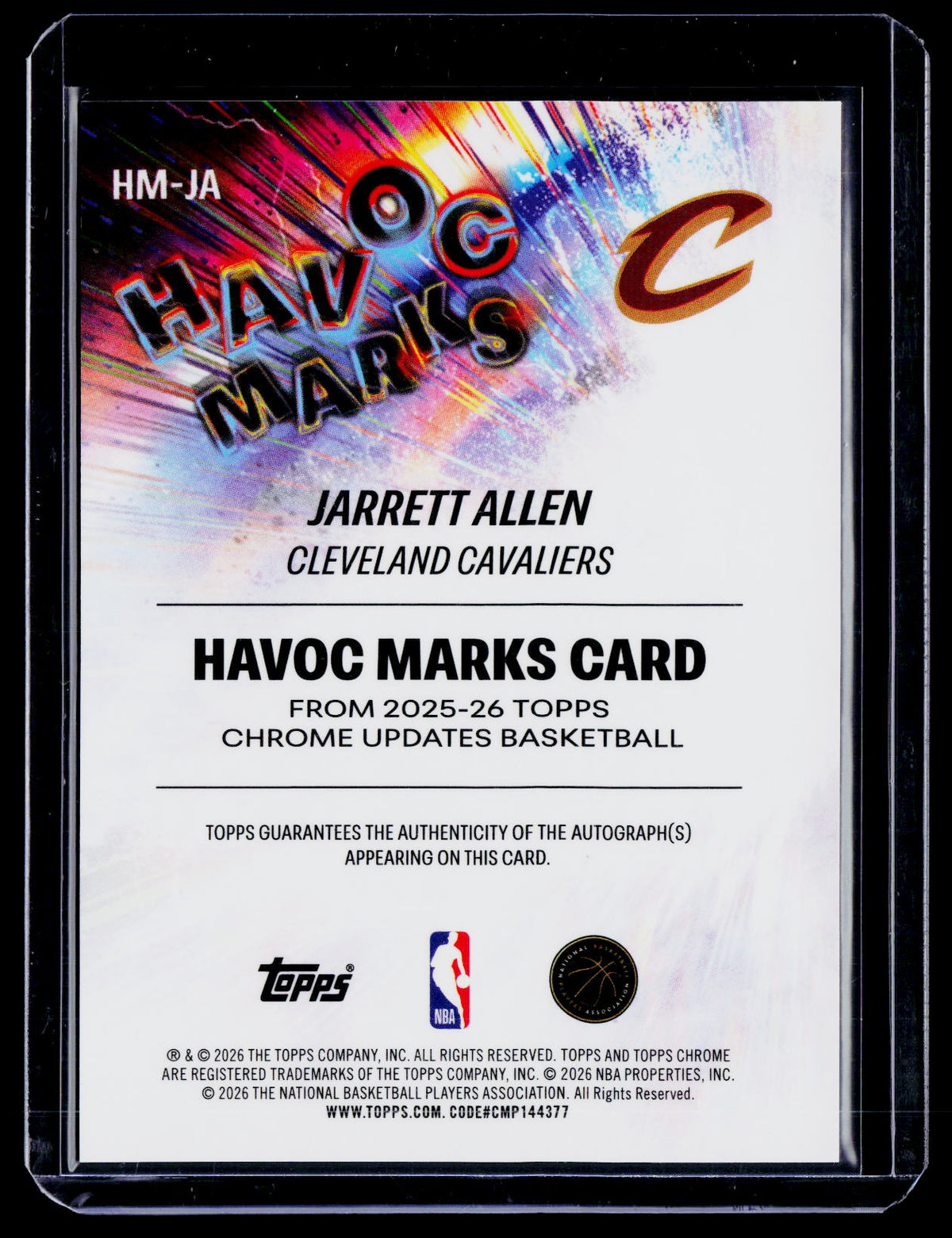 2025 Topps Chrome Update Jarrett Allen Purple Refractor Havoc Marks Auto 41/75