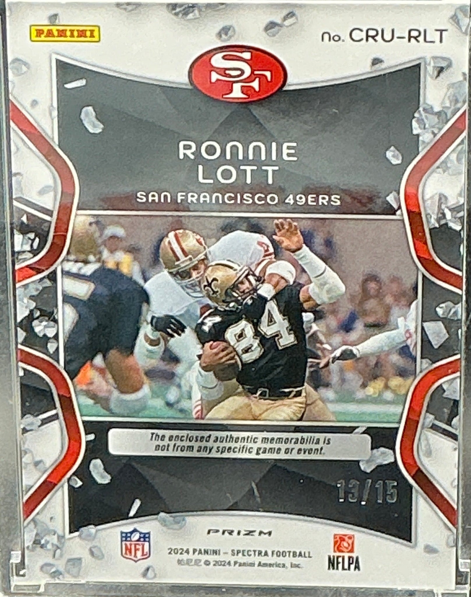 2024 Spectra Ronnie Lott Pink Prizm Game Worn Patch 13/15