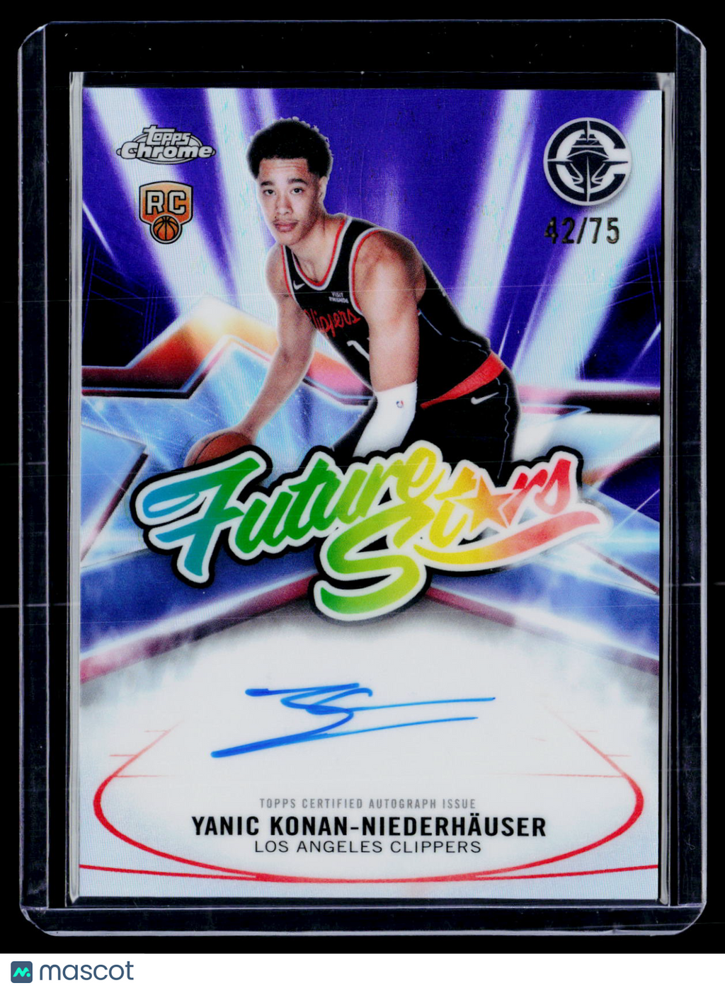 2025 Topps Chrome Update Yanic Konan-Niederhauser Purple Ref Future Stars Auto 42/75 RC