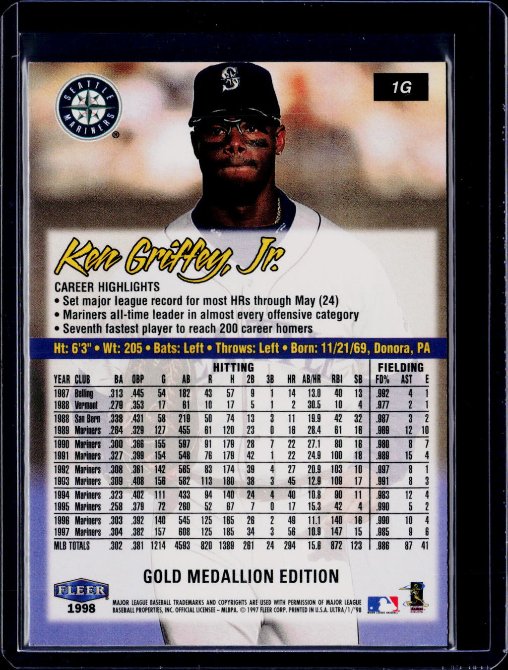 1998 Fleer Ultra Gold Medallion Ken Griffey Jr. SP Varriation
