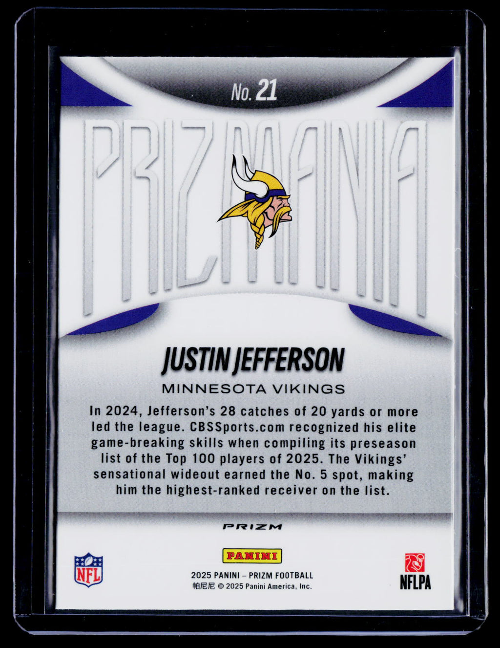 2025 Prizm Justin Jefferson Prizmania Case Hit
