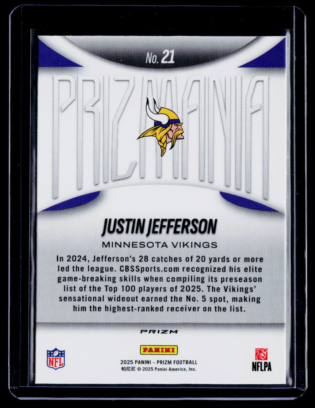 2025 Prizm Justin Jefferson Prizmania Case Hit