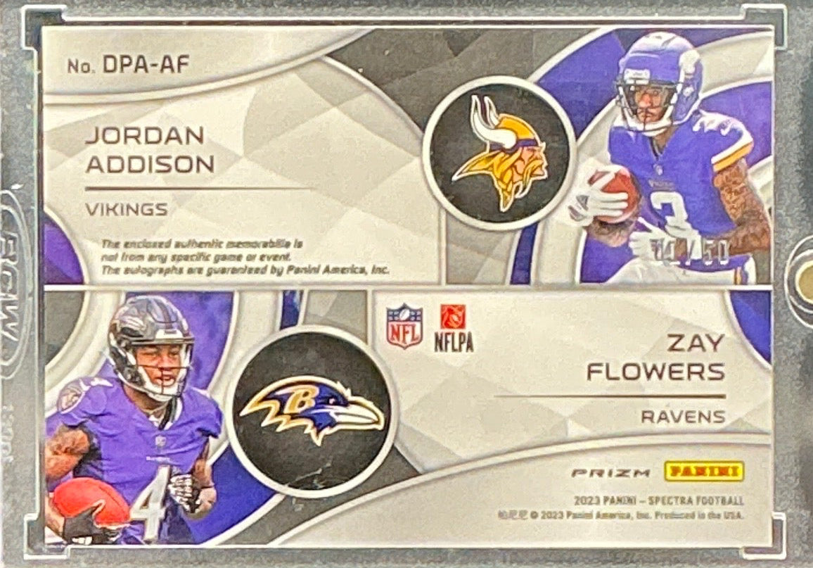 2023 Spectra Jordan Addison Zay Flowers RPA 01/50
