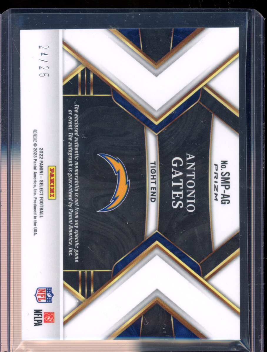 2022 Panini Select Antonio Gates Patch Auto Tie-Dye Patch Auto 24/25