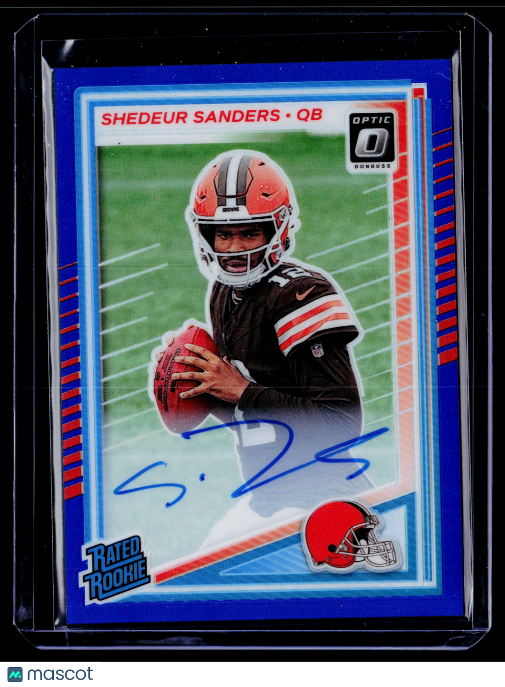 2025 Donruss Optic Shedeur Sanders Rookie Blue Prizm Auto 145/149 RC