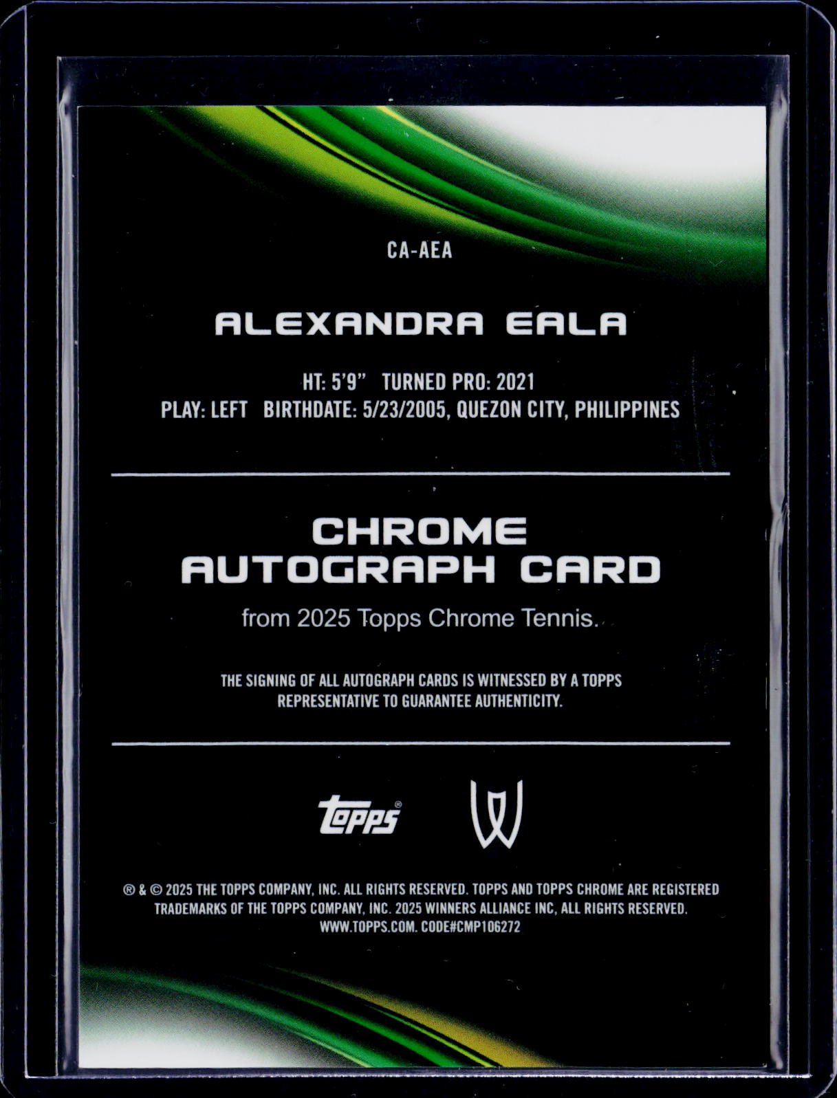 2025 Topps Chrome Tennis Alexandra Eala Auto Blue 032/150