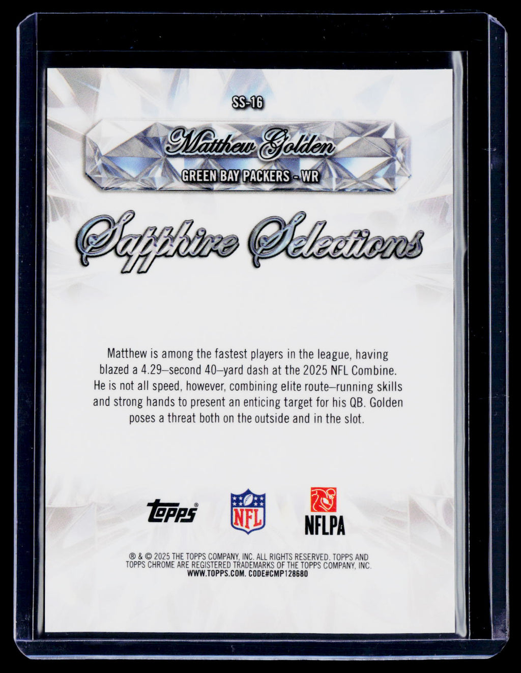 2025 Topps Chrome Sapphire Matthew Golden Rookie Sapphire Selections RC