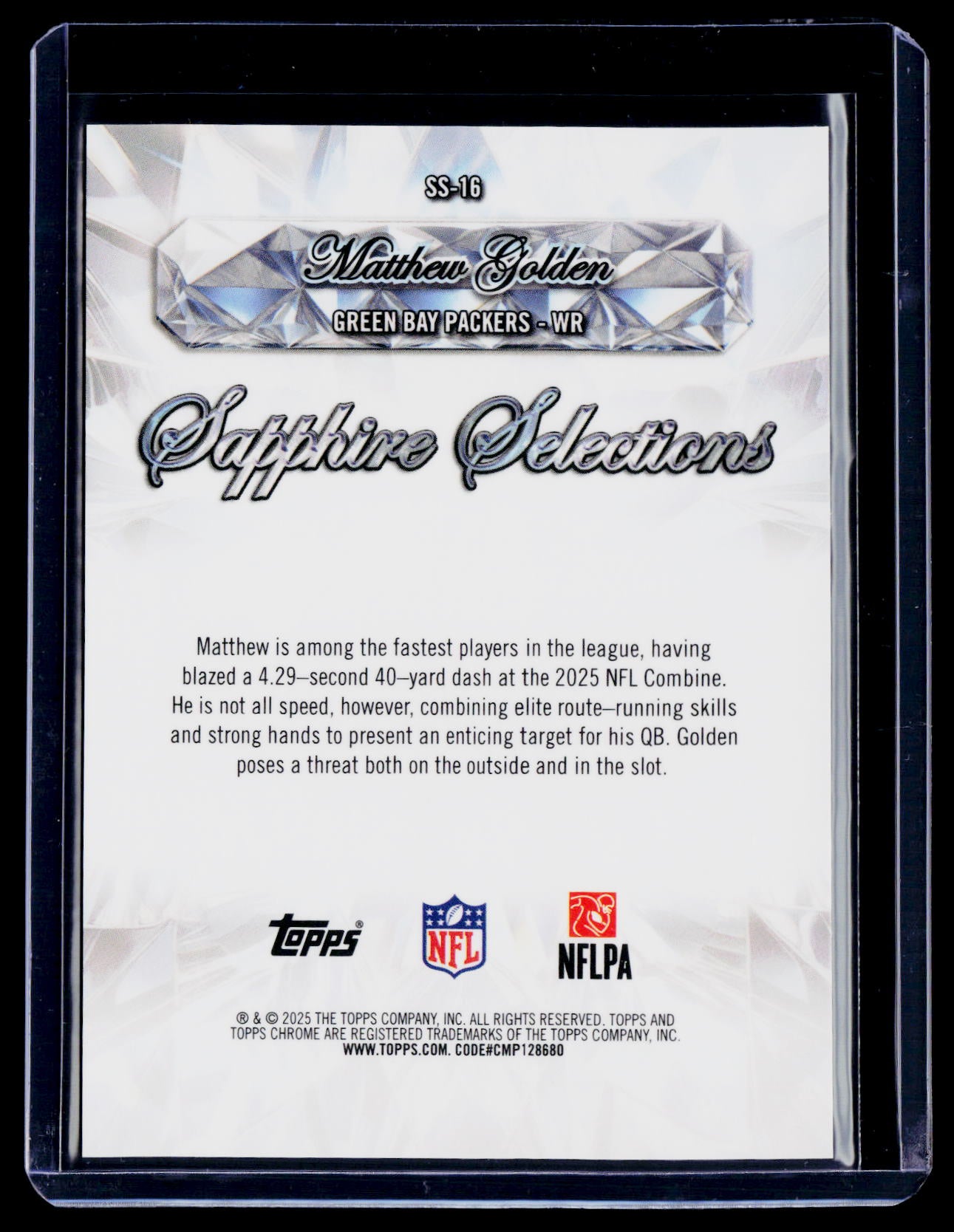 2025 Topps Chrome Sapphire Matthew Golden Rookie Sapphire Selections RC