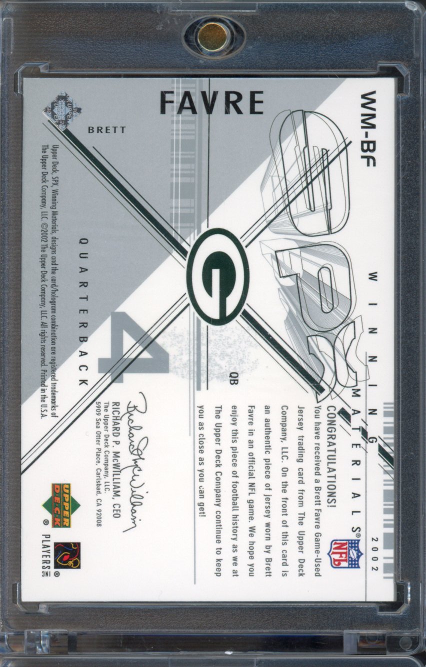 2002 SPx Brett Favre Winning Materials Jersey