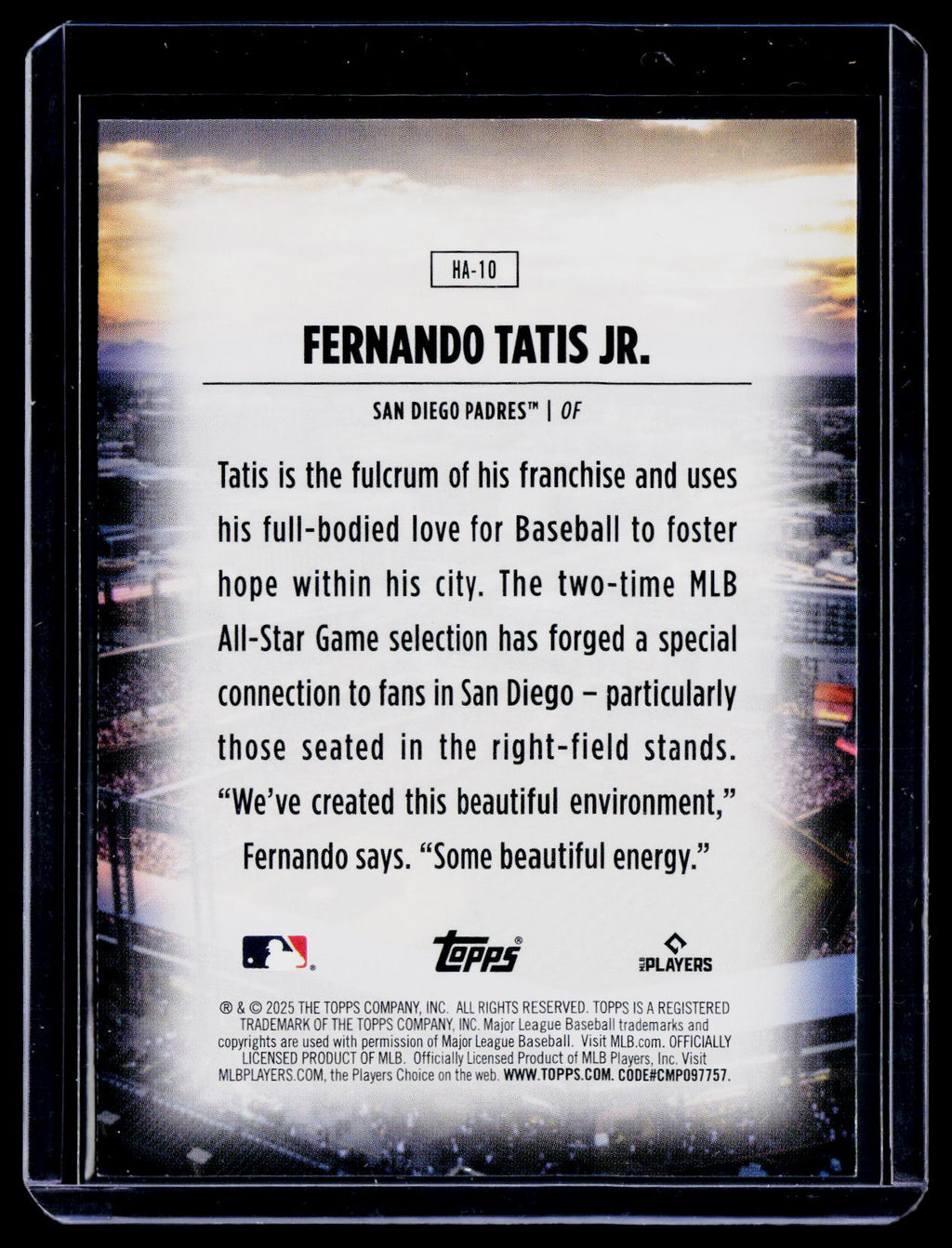 2025 Topps Fernando Tatis Jr. Home Field Advantage HFA