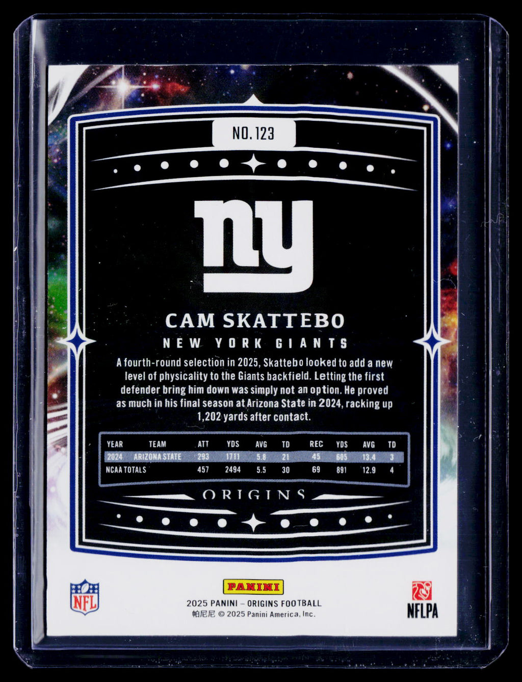 2025 Origins Cam Skattebo Rookie Blue 63/199 RC