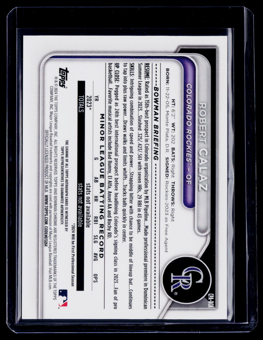2024 Bowman Robert Calaz Yellow Auto 8/75