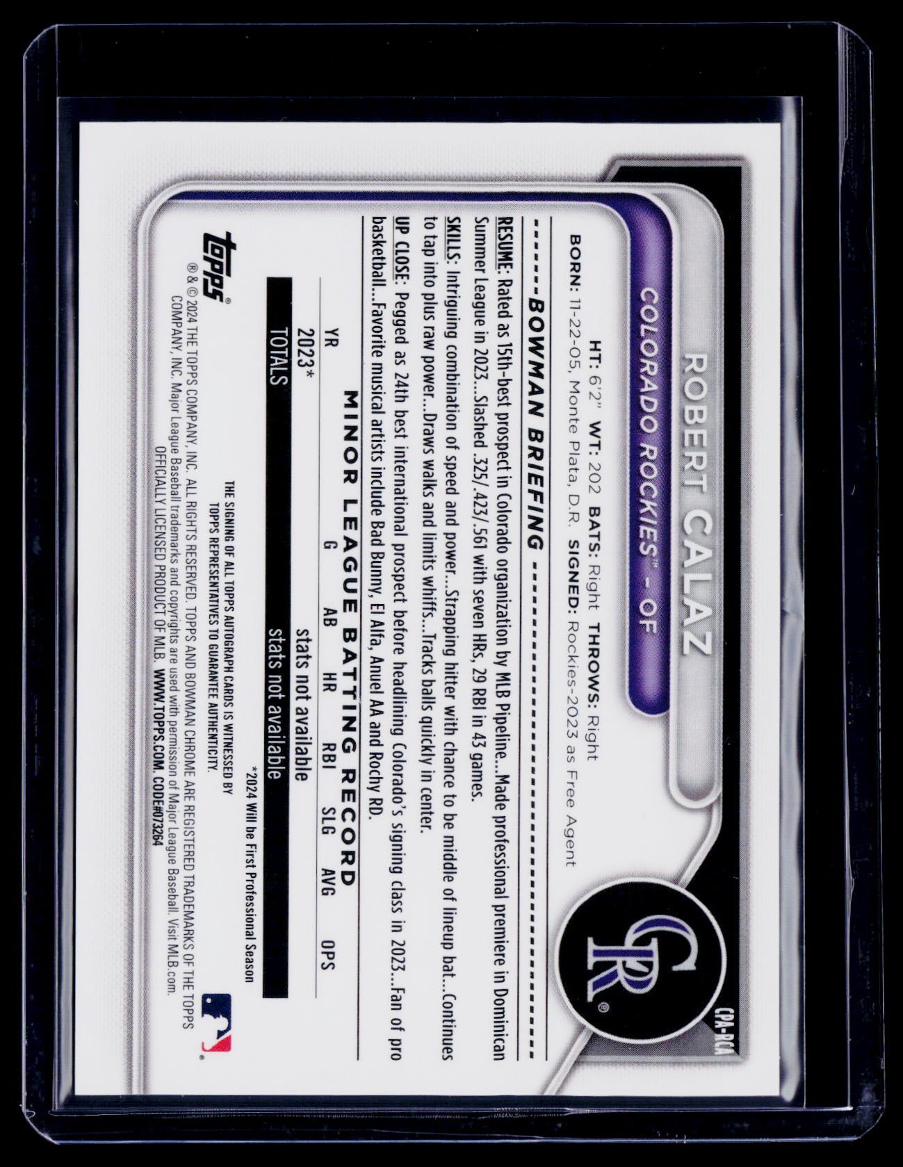 2024 Bowman Robert Calaz Yellow Auto 8/75
