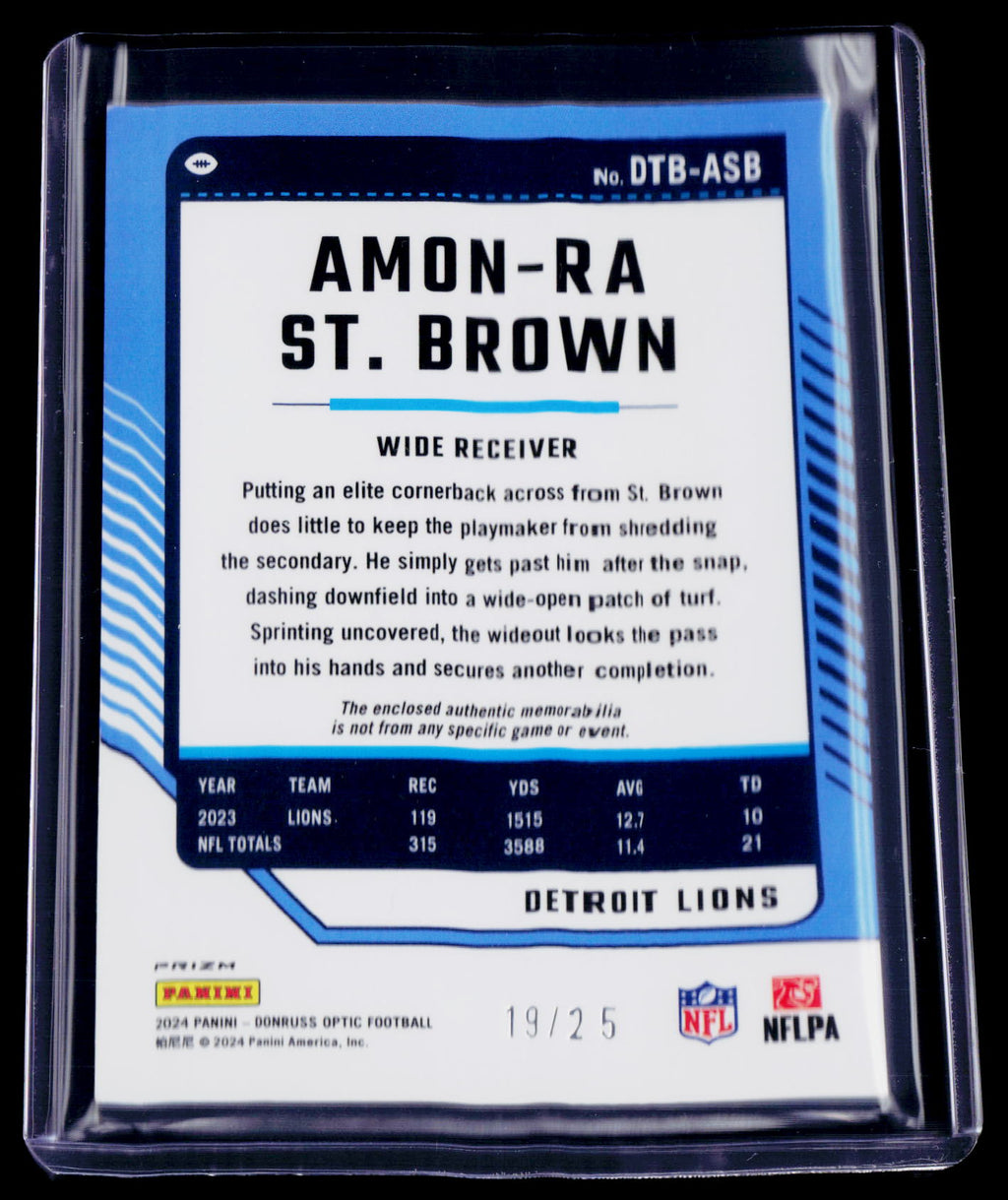 2024 Donruss Optic Amon-Ra St. Brown Black Pandora Patch 19/25