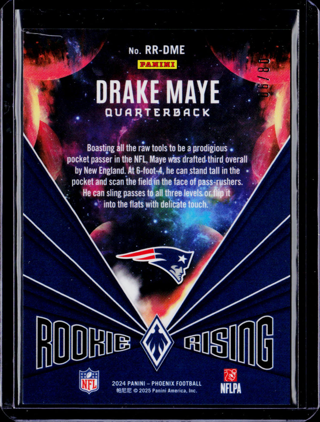 2024 Phoenix Drake Maye Rookie Rising Pink 06/80 RC