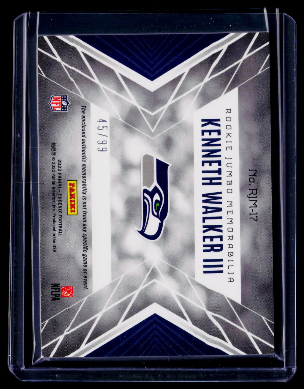 2022 Phoenix Kenneth Walker III Rookie Jumbo Patch 45/99