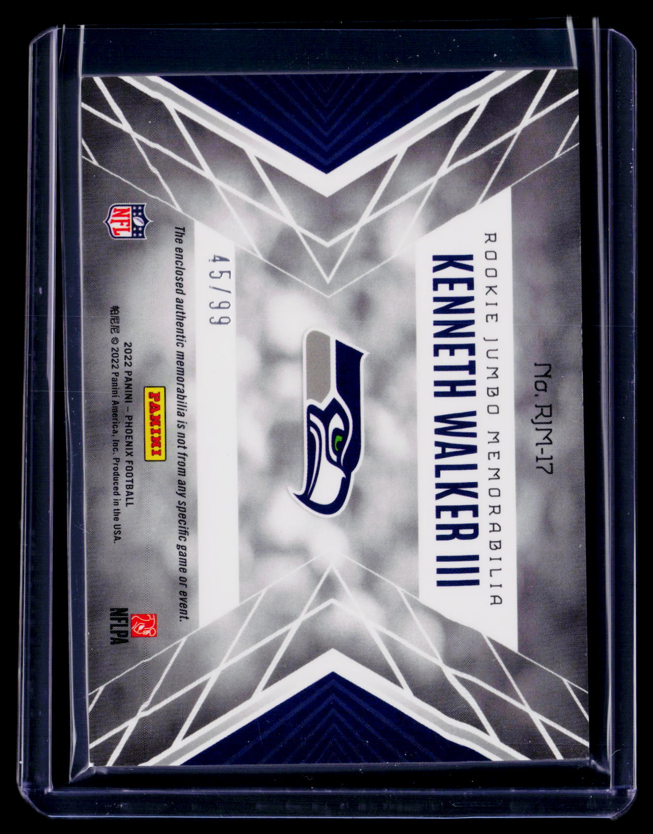 2022 Phoenix Kenneth Walker III Rookie Jumbo Patch 45/99