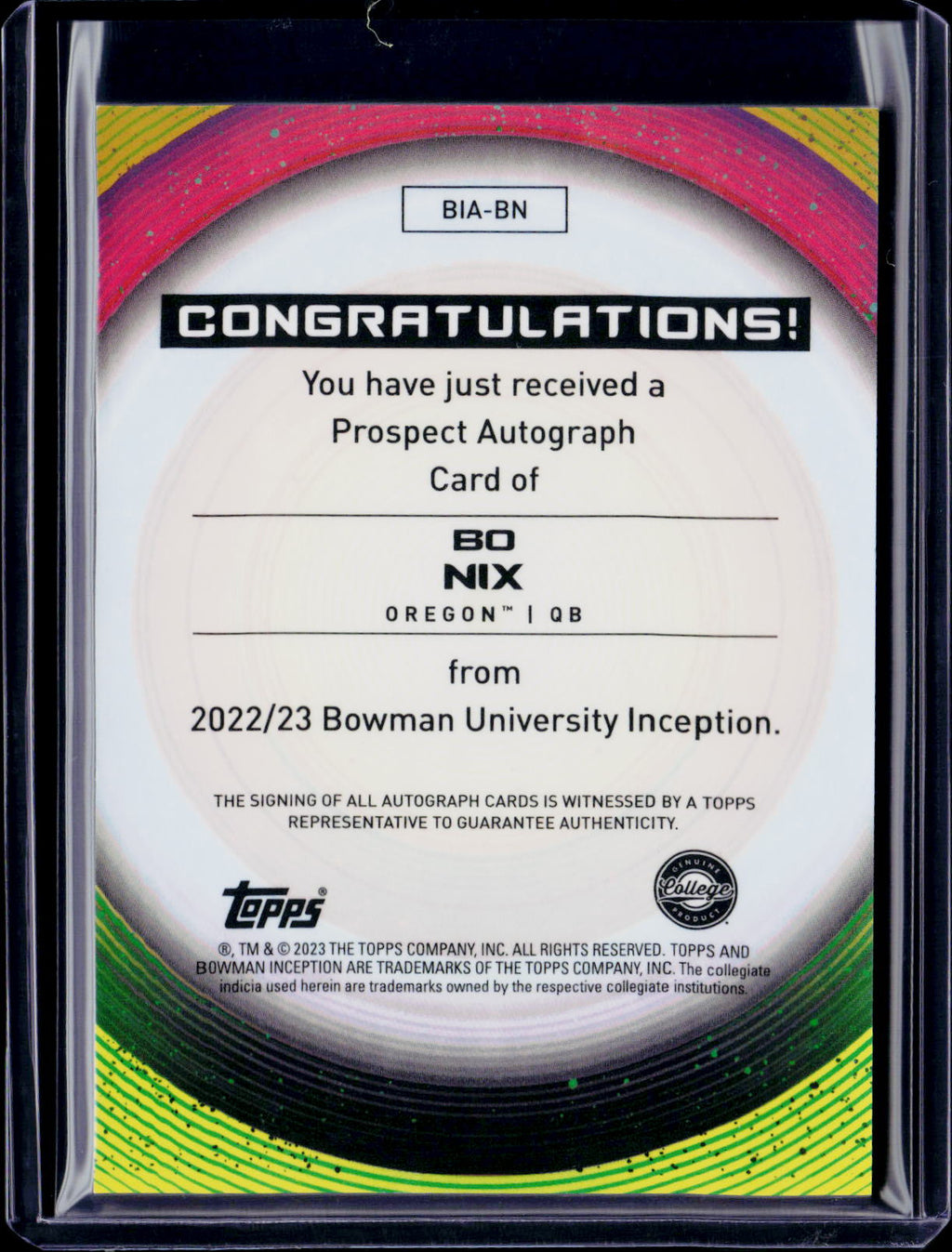 2022-23 Bowman University Inception Bo Nix Autograph