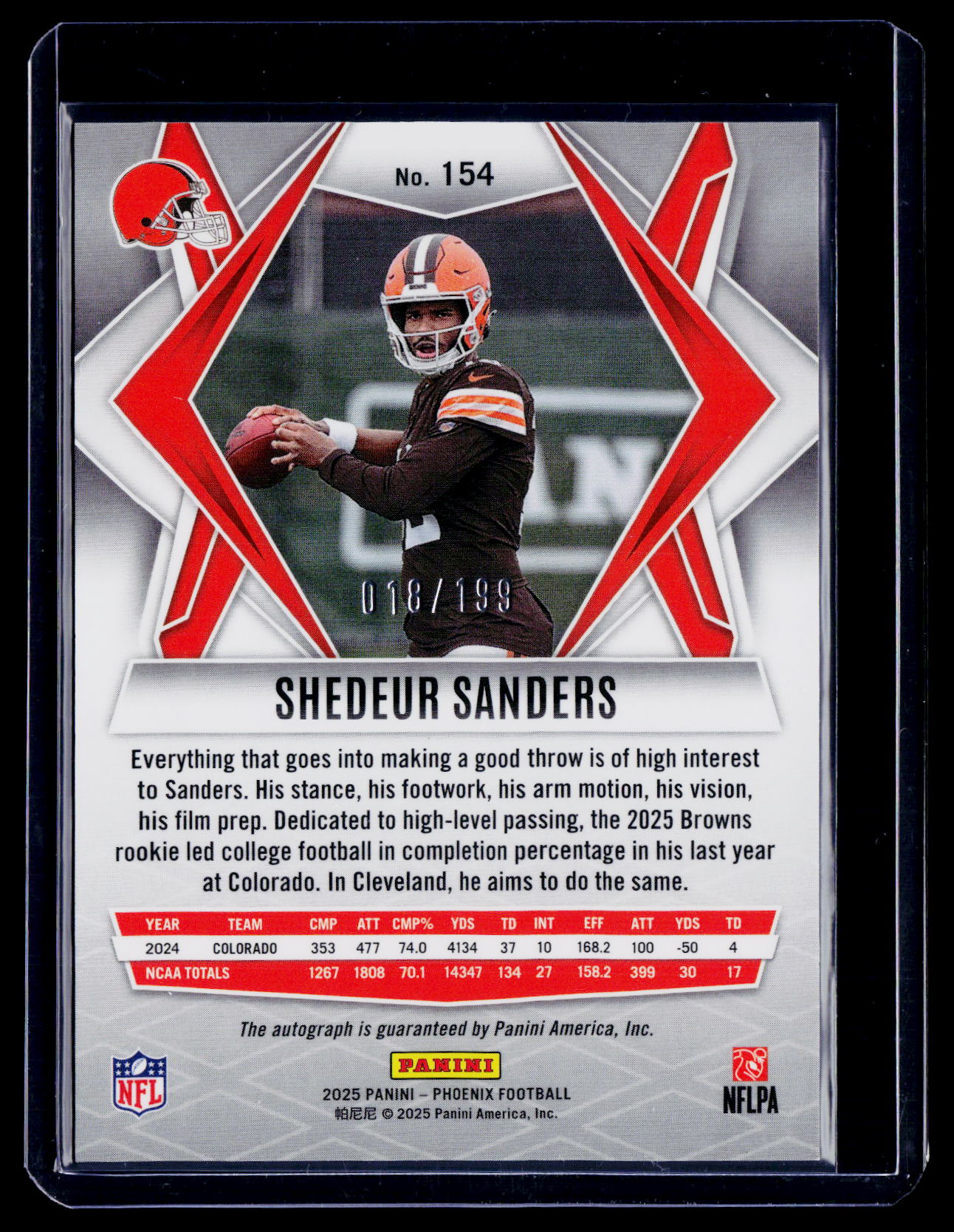 2025 Phoenix Shedeur Sanders Rookie Silver Auto 18/199 RC