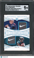 2021 National Treasures Mac Jones / DeVonta Smith Rooke NFL Gear Dual Patch 1/1 SGC 9