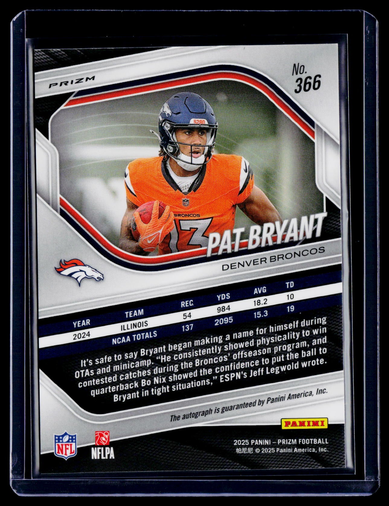 2025 Prizm Pat Bryant Rookie Silver Prizm Auto RC