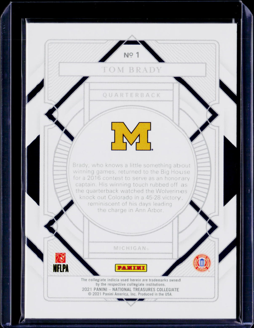 2021 National Treasures Collegiate Tom Brady /25