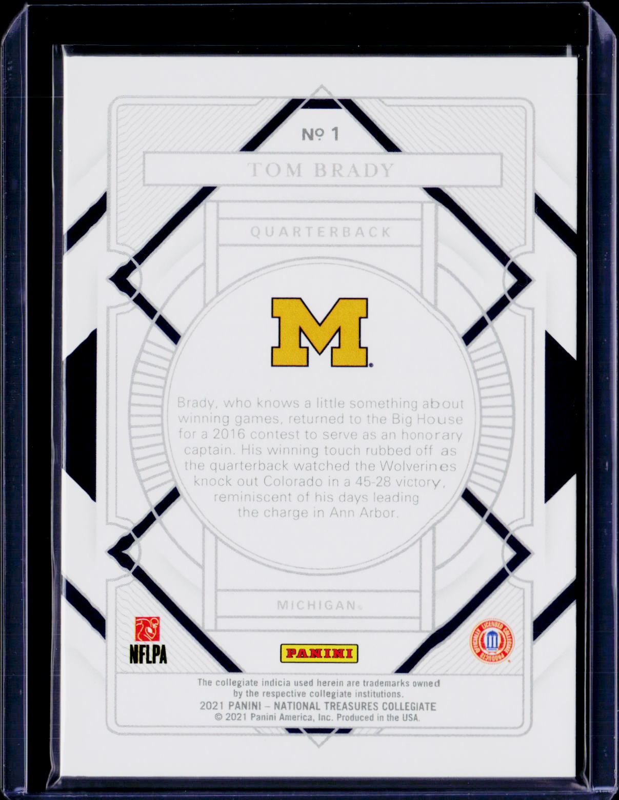 2021 National Treasures Collegiate Tom Brady /25