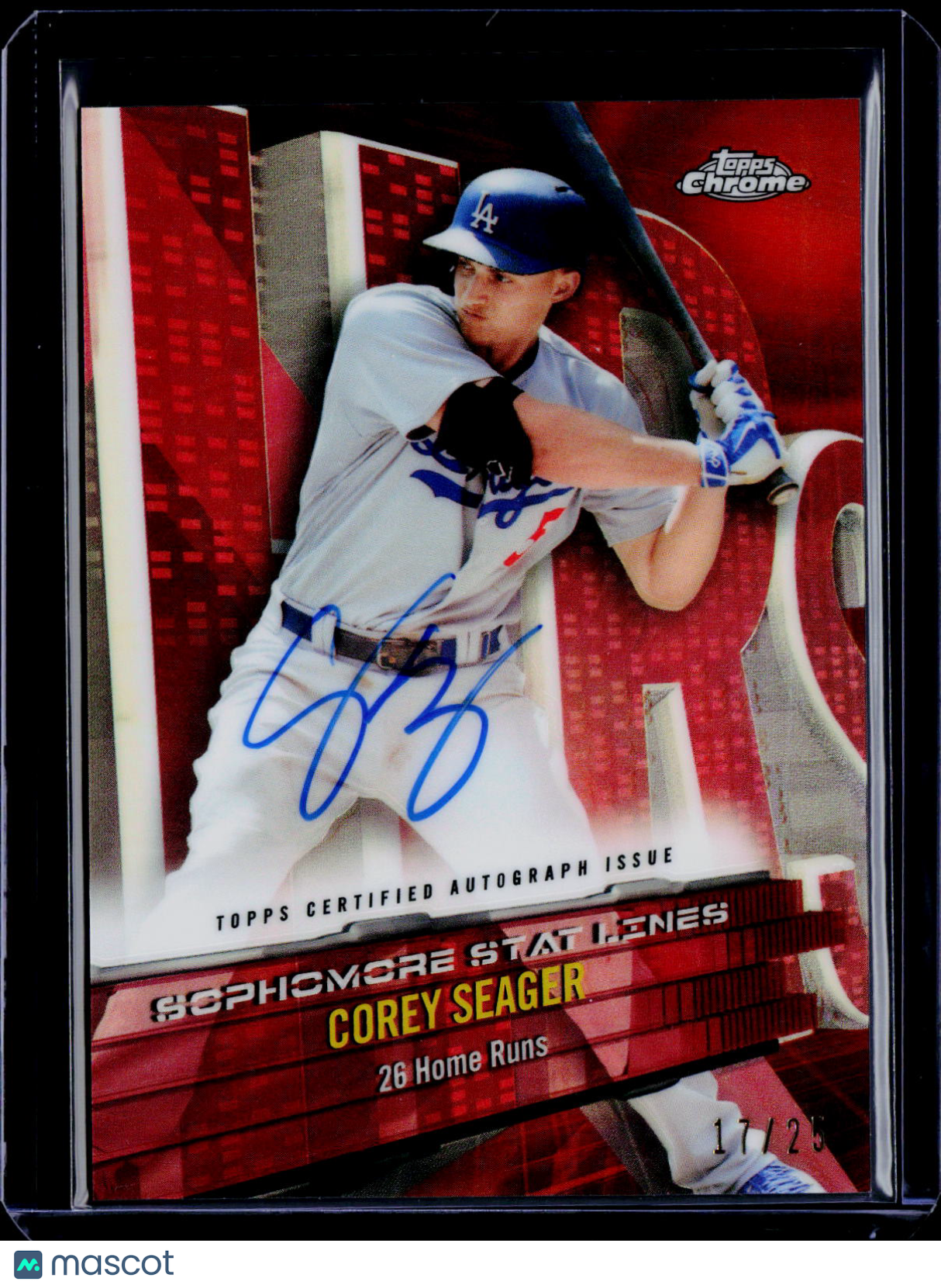 2017 Topps Chrome Corey Seager Sophomore Stat Lines Orange Auto 17/25