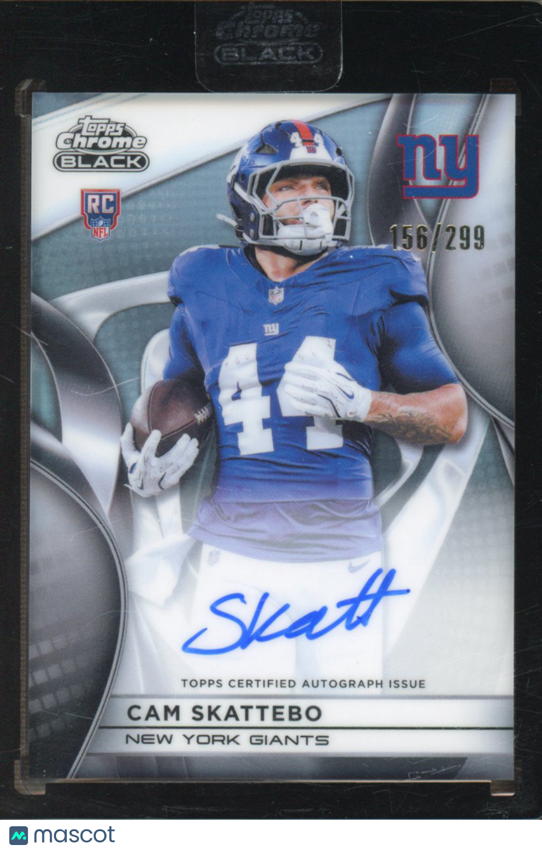 2025 Topps Chrome Black Cam Skattebo Rookie Refractor Auto 156/299 RC