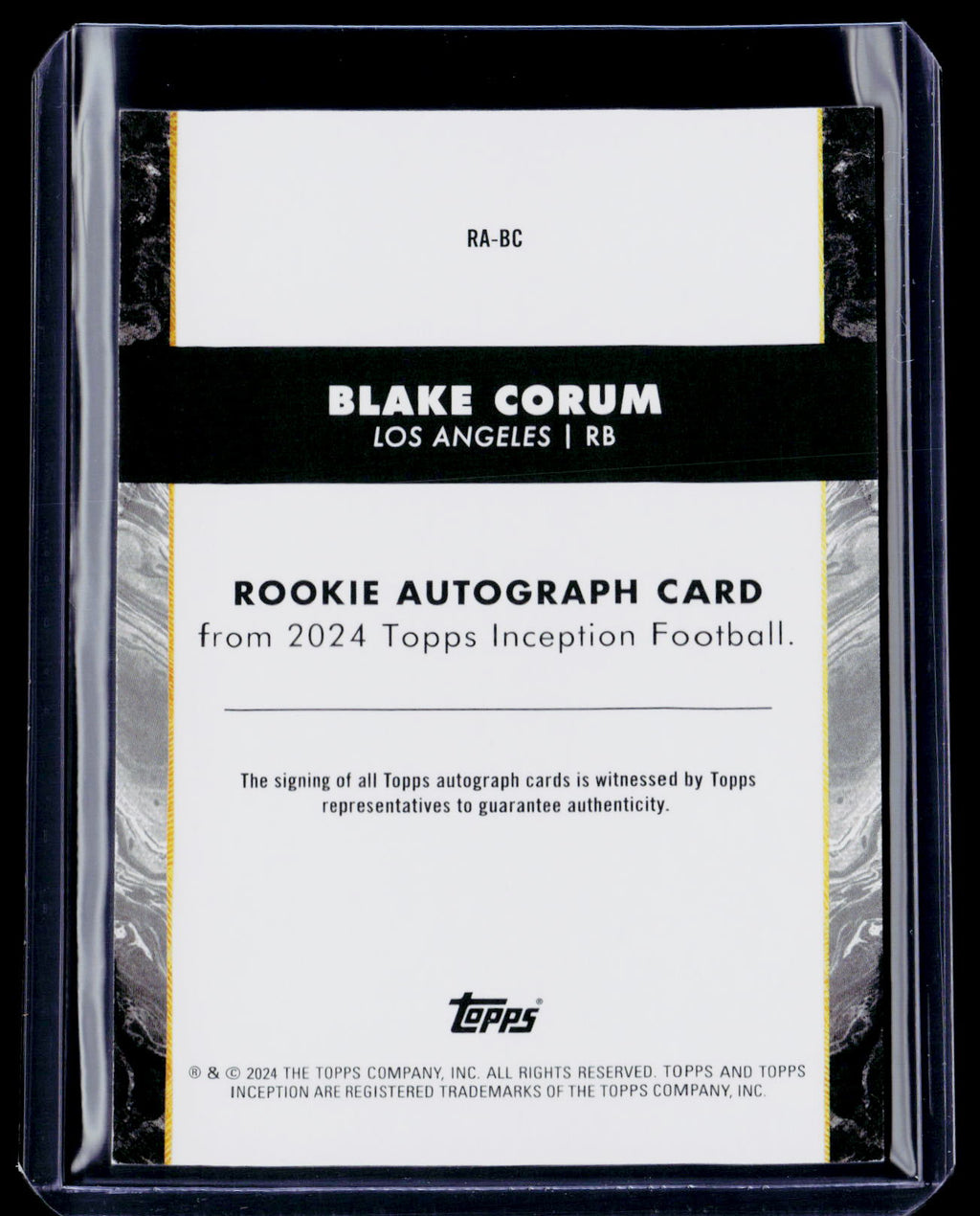 2024 Topps Inception Blake Corum Rookie Magenta Auto 29/99 RC