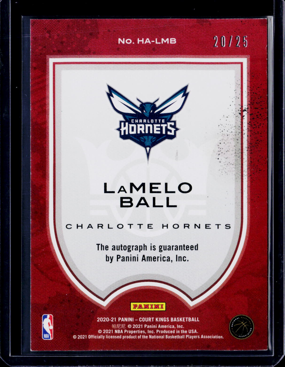 2020-21 Court Kings LaMelo Ball Heir Apparent Auto 20/25 RC